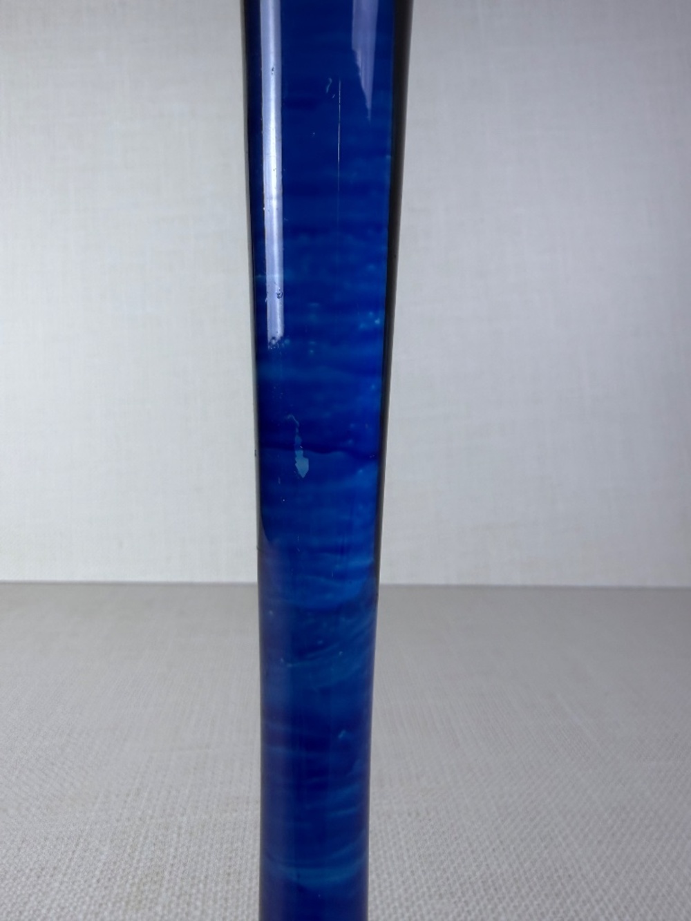 Vintage Art Glass Candlestick Holder — Cobalt Blue Stem with Hurricane Top - Picture 9 of 15